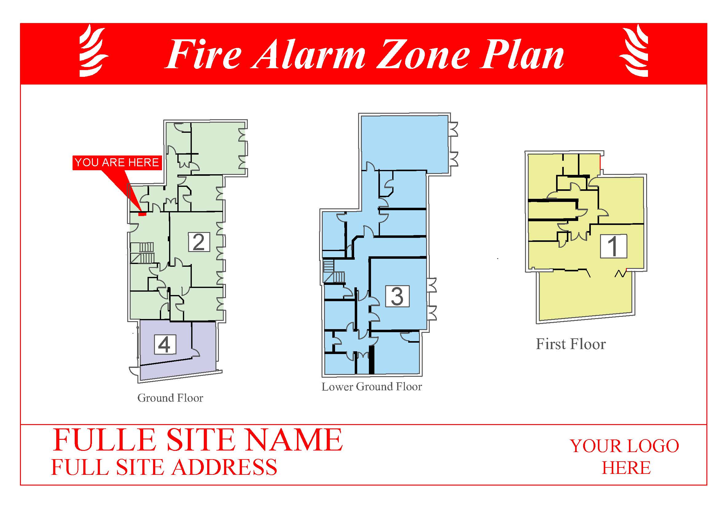 Fire Alarm Zone Plan Example - BS5839-1:2025 Compliant