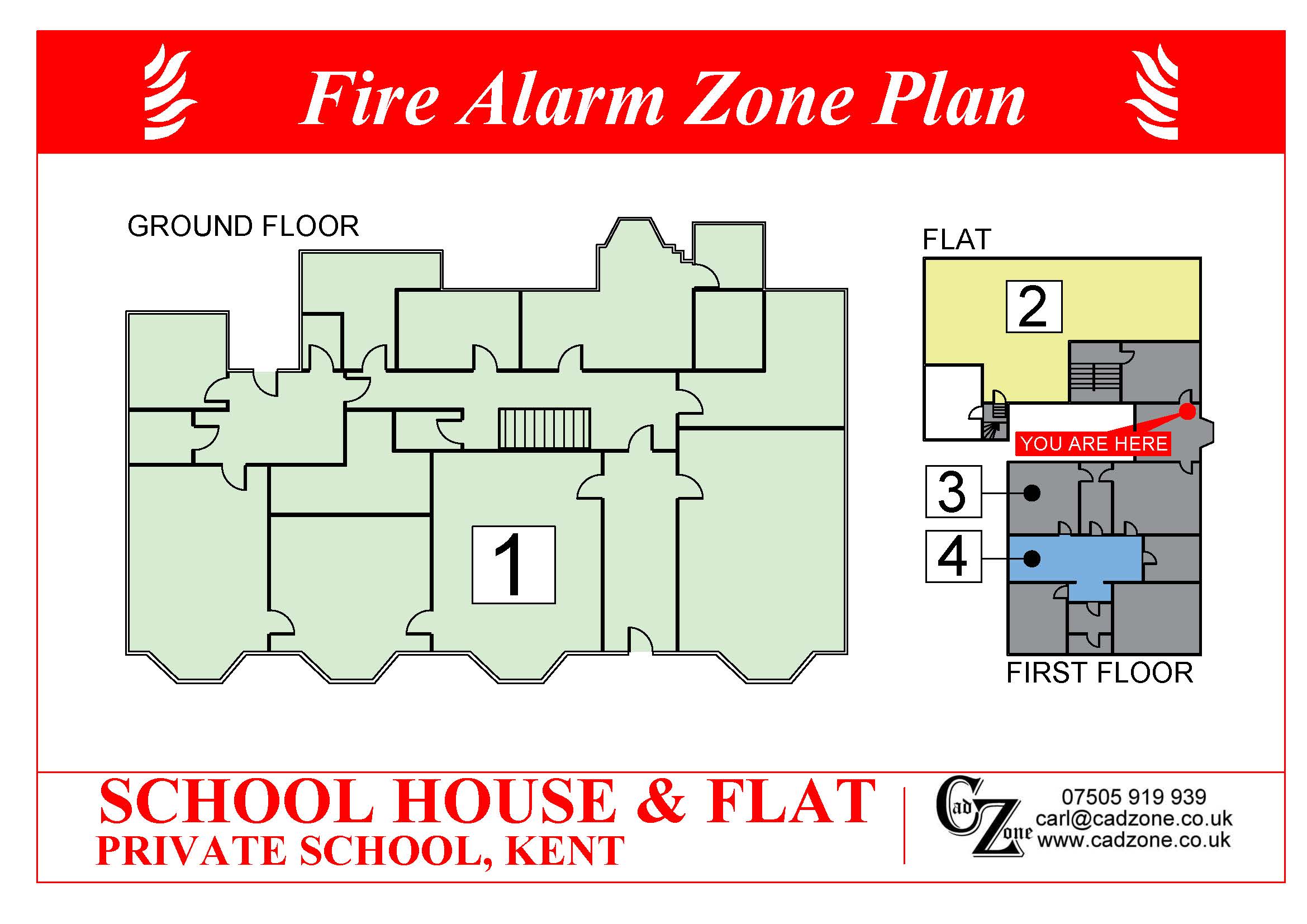 Fire Alarm Zone Plan Example - BS5839-1:2025 Compliant